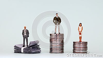 The concept of a gap between wages and promotions within a company. Stock Photo